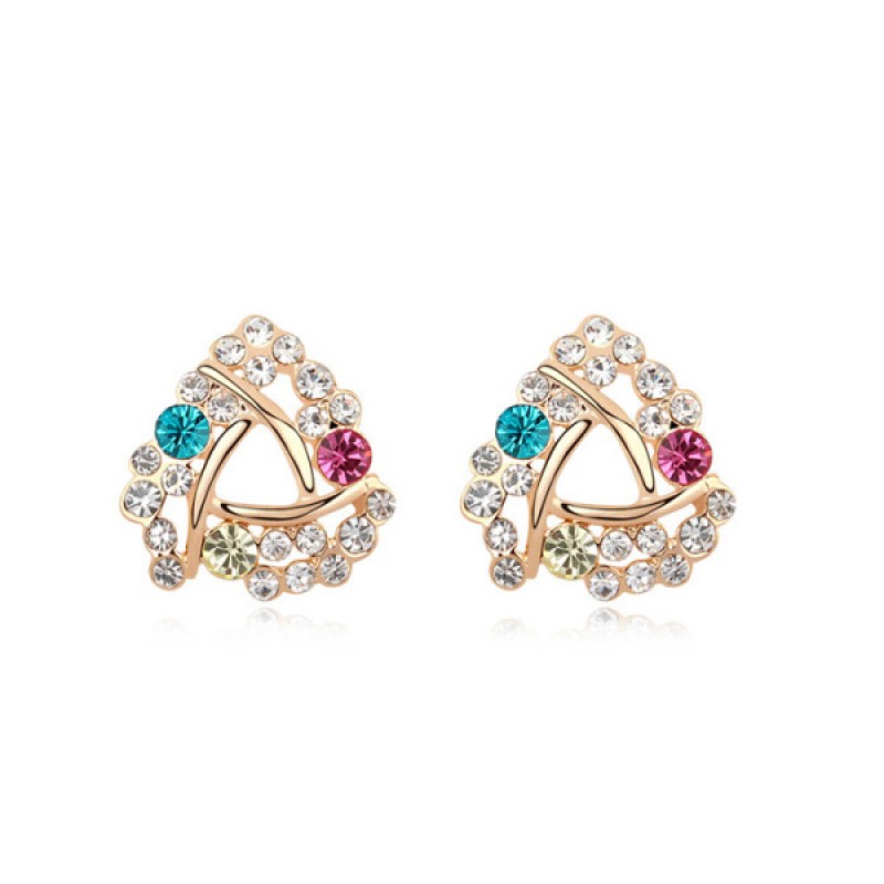 Exquisite Triangle Coloured Crystal Earrings